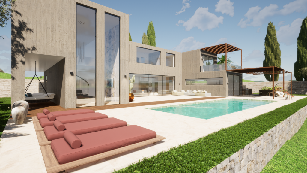 project 3d villa de jour dehors 