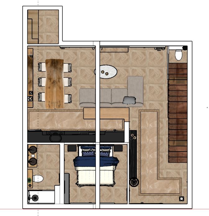 plan en couleur du salon